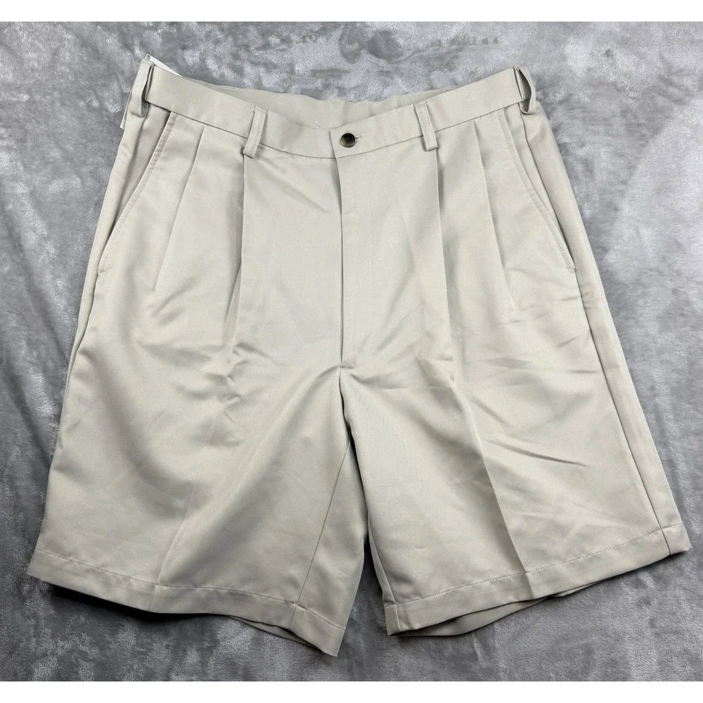 Haggar Cool 18 Pro Shorts Men 36 Pleated Expandable Waist 4-Way Stretch NWT